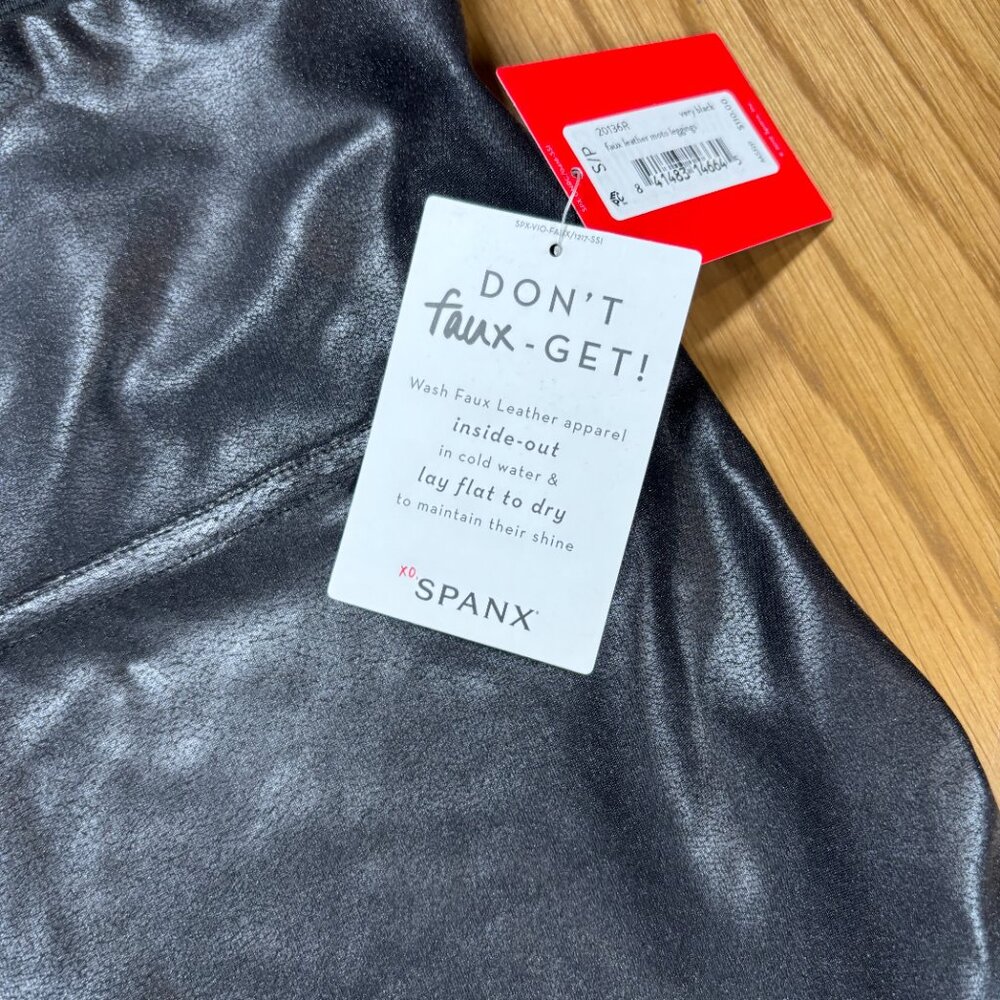 NWT Spanx Faux Leather Moto Leggings Black High‎ Rise Shaping Pants – Size S - Picture 5 of 10